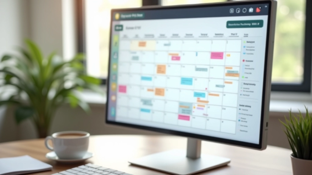 Calendar with focus time blocks marked in color, protected deep work periods clearly visible