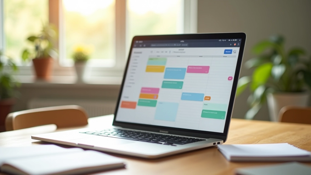 Spreadsheet with meeting audit data, color-coded calendar entries, analysis on monitor