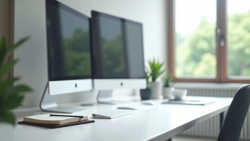 Professional workspace with organized desk, notebook, and minimal distractions