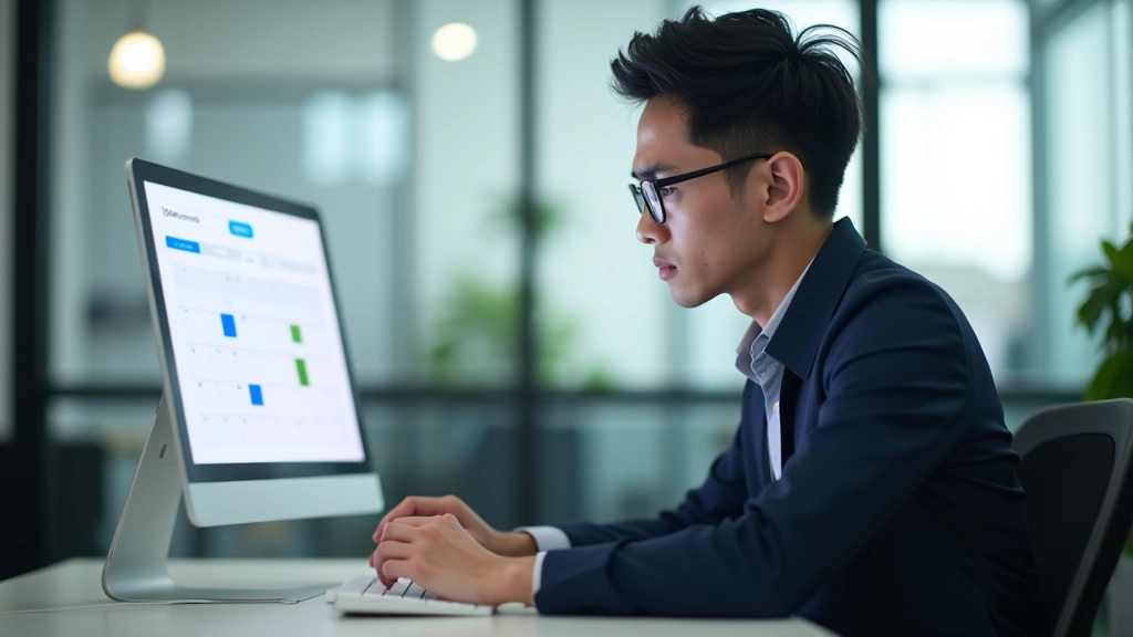 Person at desk looking frustrated with calendar full of meeting blocks, overwhelmed workspace