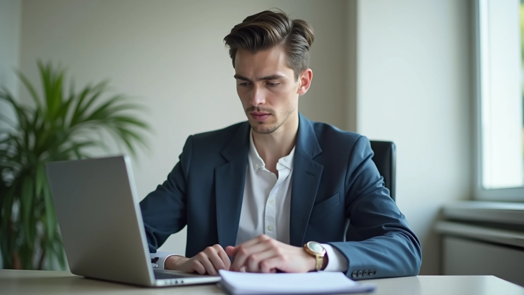 Professional working in focused office environment with minimal distractions