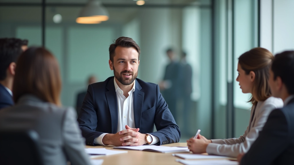 Person presenting analysis or research to team in conference room, focused work results