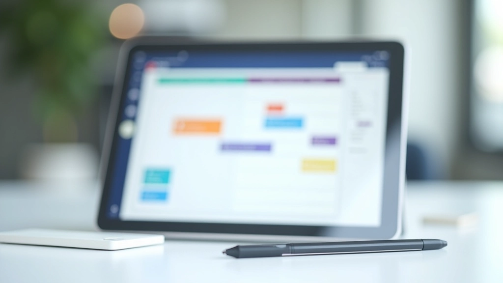 Calendar and scheduling app on tablet, time blocking system, organized calendar